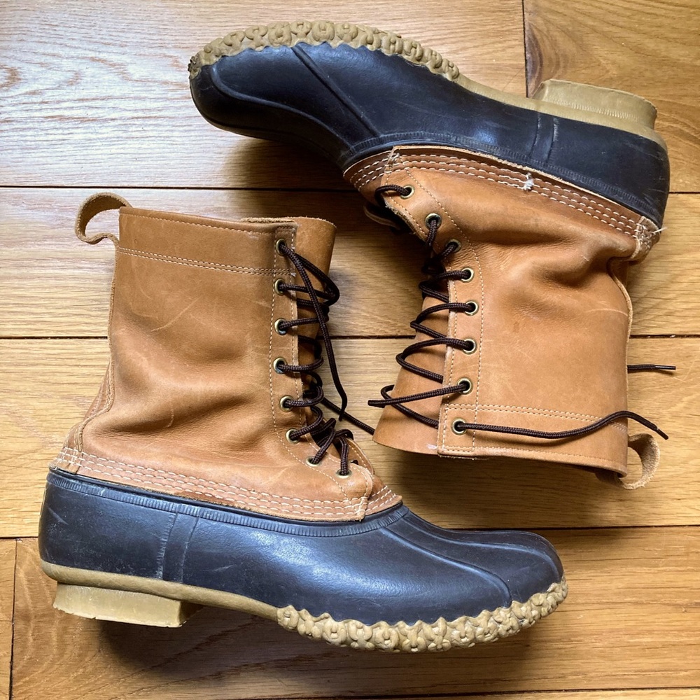 LL Bean Men's The Original L.L.Bean Duck Boot Made in Maine Tan Brown Size 12 JM